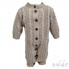 RM16-BI: Biscuit Long Sleeve Knitted Romper (0-12 Months)